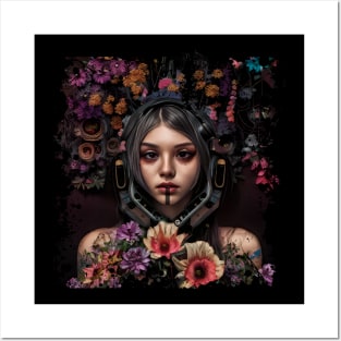 very sweet and beautiful modern flower girl, flowers in the head Posters and Art